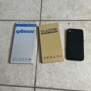 Black Smartphone with Tempered Glass Screen Protectors